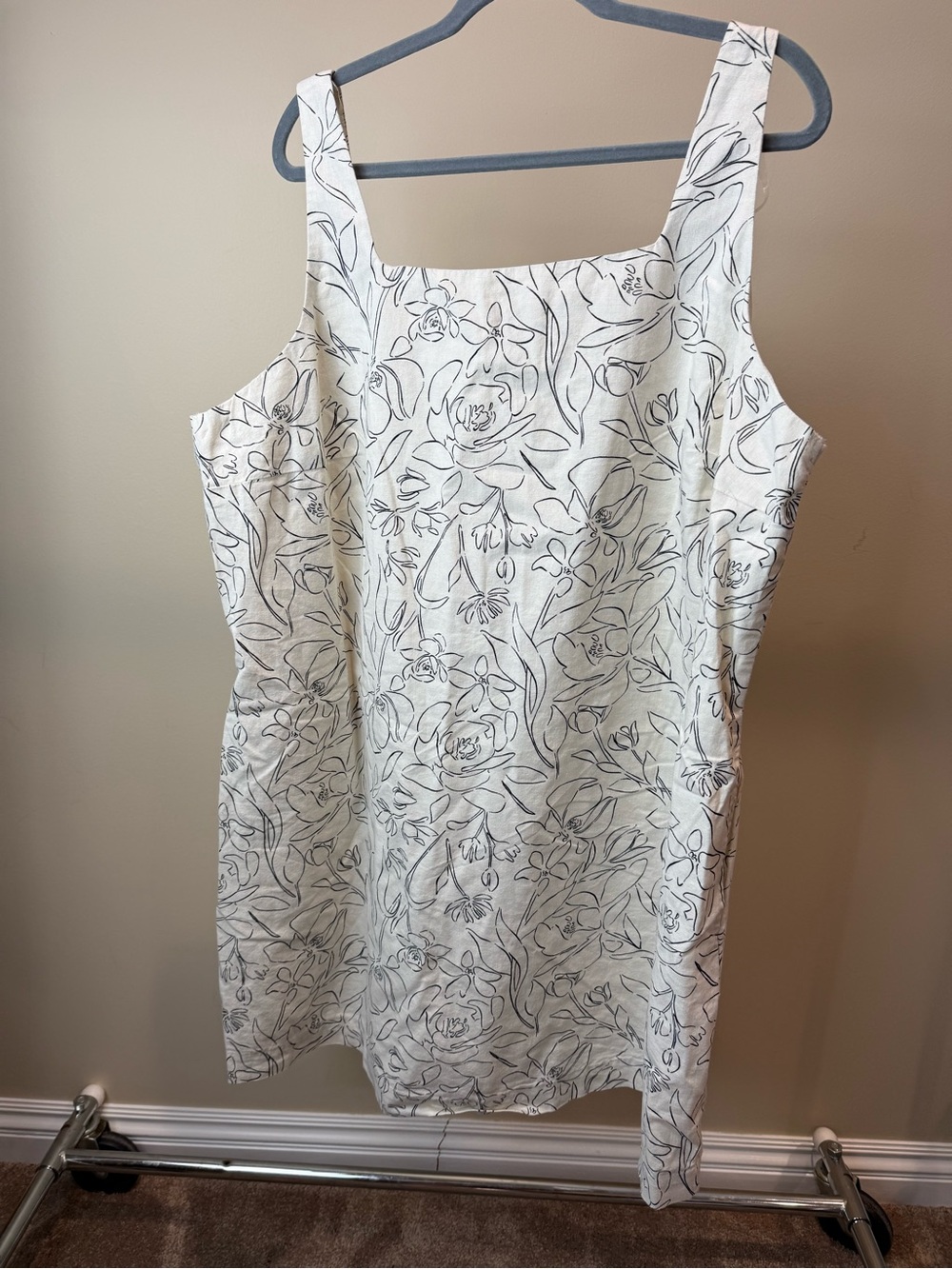 a new day White Floral-Print Square-Neck Midi Dress